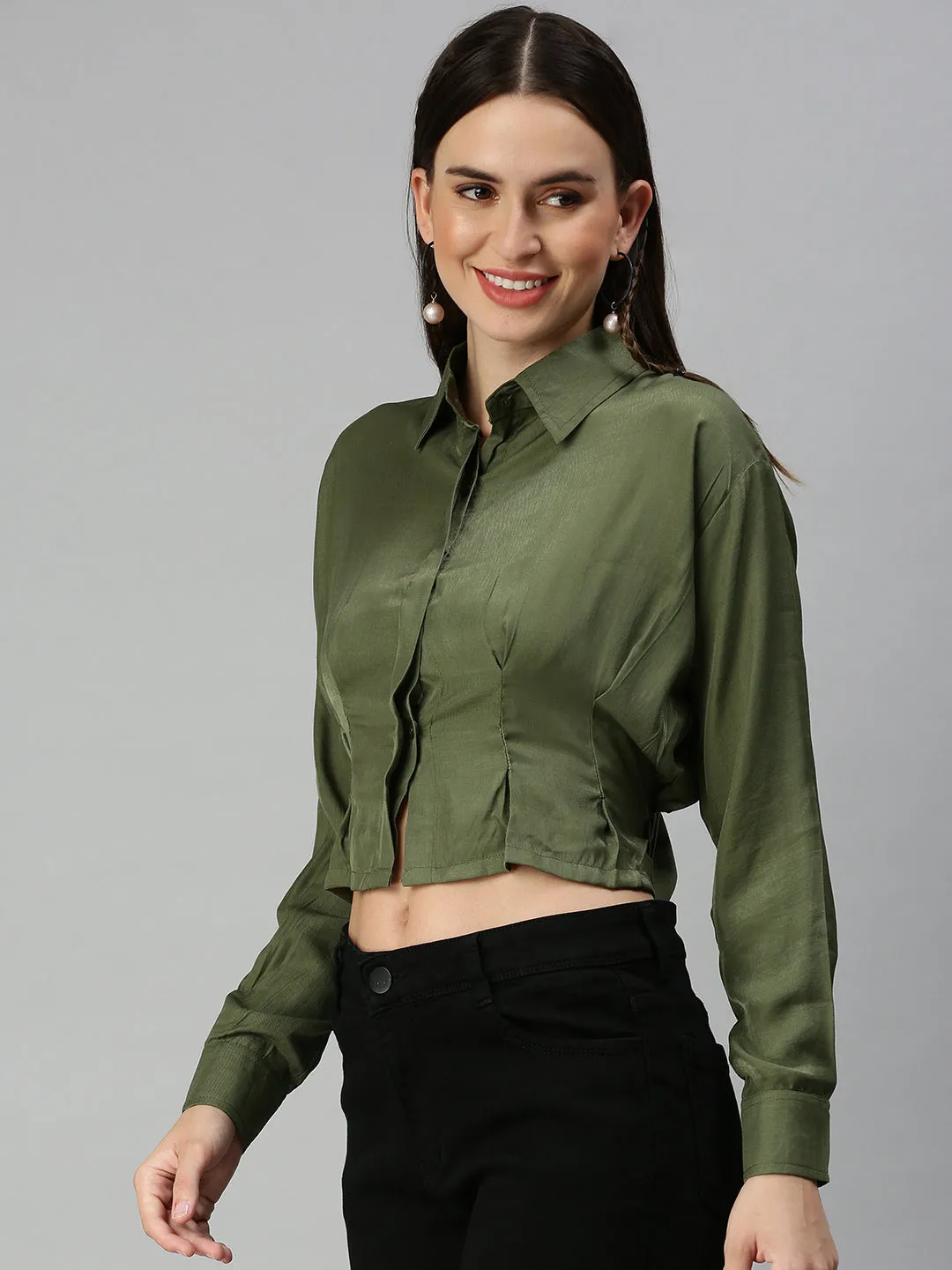 Women's Green Solid Tops